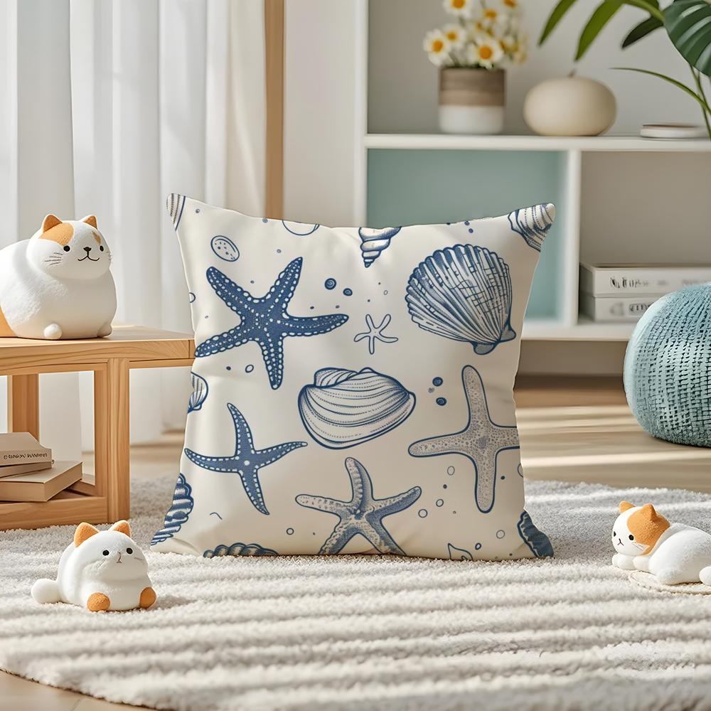 Dekorative Blaue Geometrie Kissenbezug Seidig elegant Komfort Sofa Bett Unsichtbarer Reißverschluss