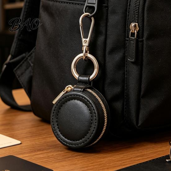 Wear Resistant Jewelry Pouch Portable Box Keychain, PU Leather Travel Organizer Case, Soft Small Case for Rings Velvet Lining Secure Zipper