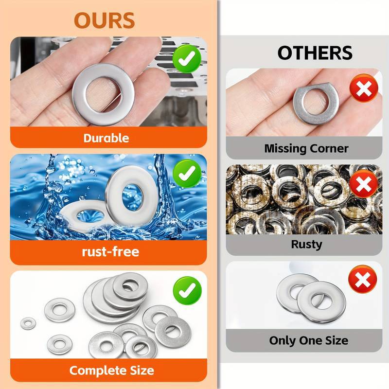 Seturi de șaibe plate 100/200/400/600 buc. - Material durabil Șaibe de etanșare O-ring cu cutie de depozitare