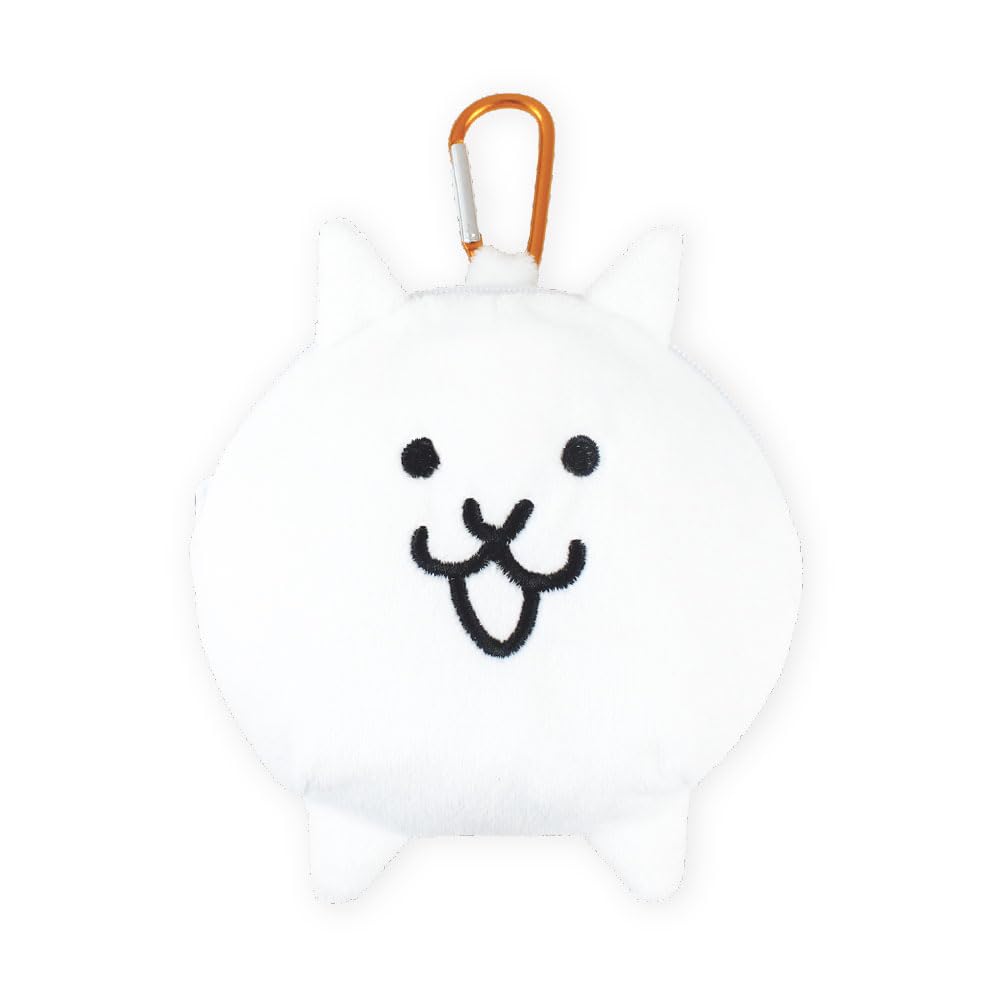 Tees Factory Battle Plush Zipper Mascot with H115 x W125 x D40mm "The Cats" Carabiner, Cat, Approx. (excluding ears) ND-5546837NK
