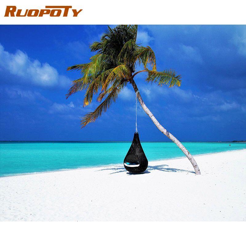 RUOPOTY Frameless Landscape Oil Painting Picture Diy Painting By Numbers Wall Art Canvas By Numbers For Home Decors Artwork 40x50CM