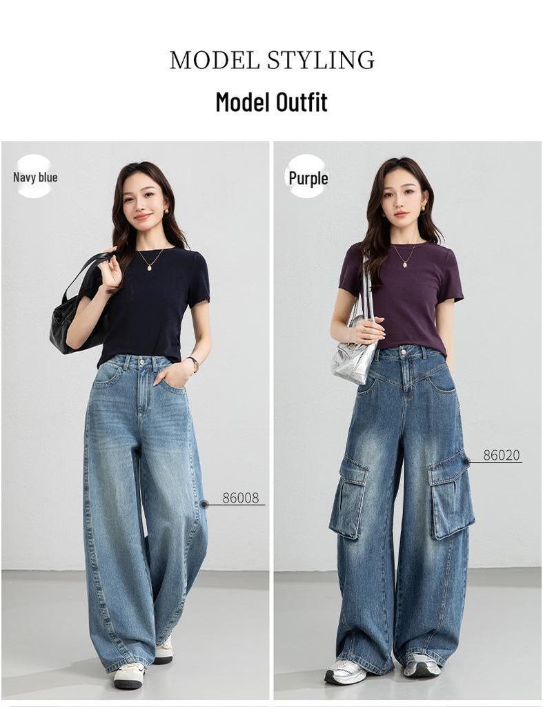Xin Ge Burgundy Slimming Short-Sleeve High-Waist Women's T-shirt
