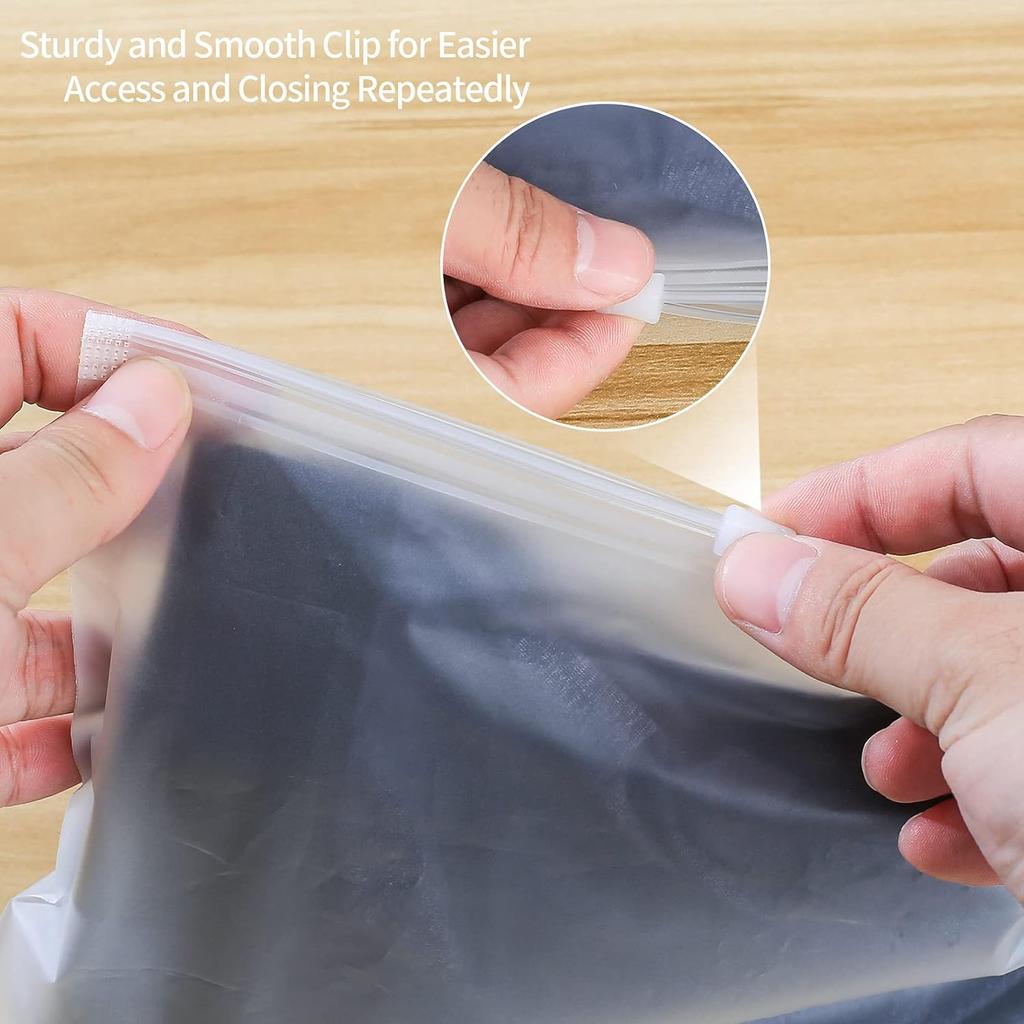 20 Pcs Travel Storage Bags, Clothes Packaging, Reusable Plastic Ziplock, Frosted Waterproof Resealable Clothing Zipper Pouch for Shoes Cosmetics Stora