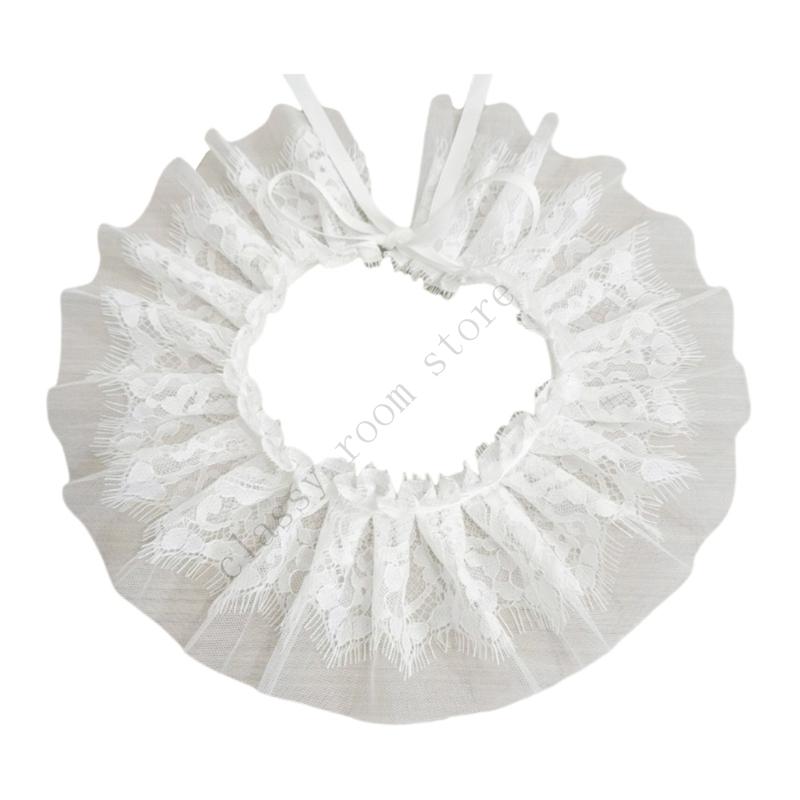A0NF Vintage Lace Trim Neckpiece Adjustable Victorian Gothic Decorative Accessory Detachable Costume Collar for Party