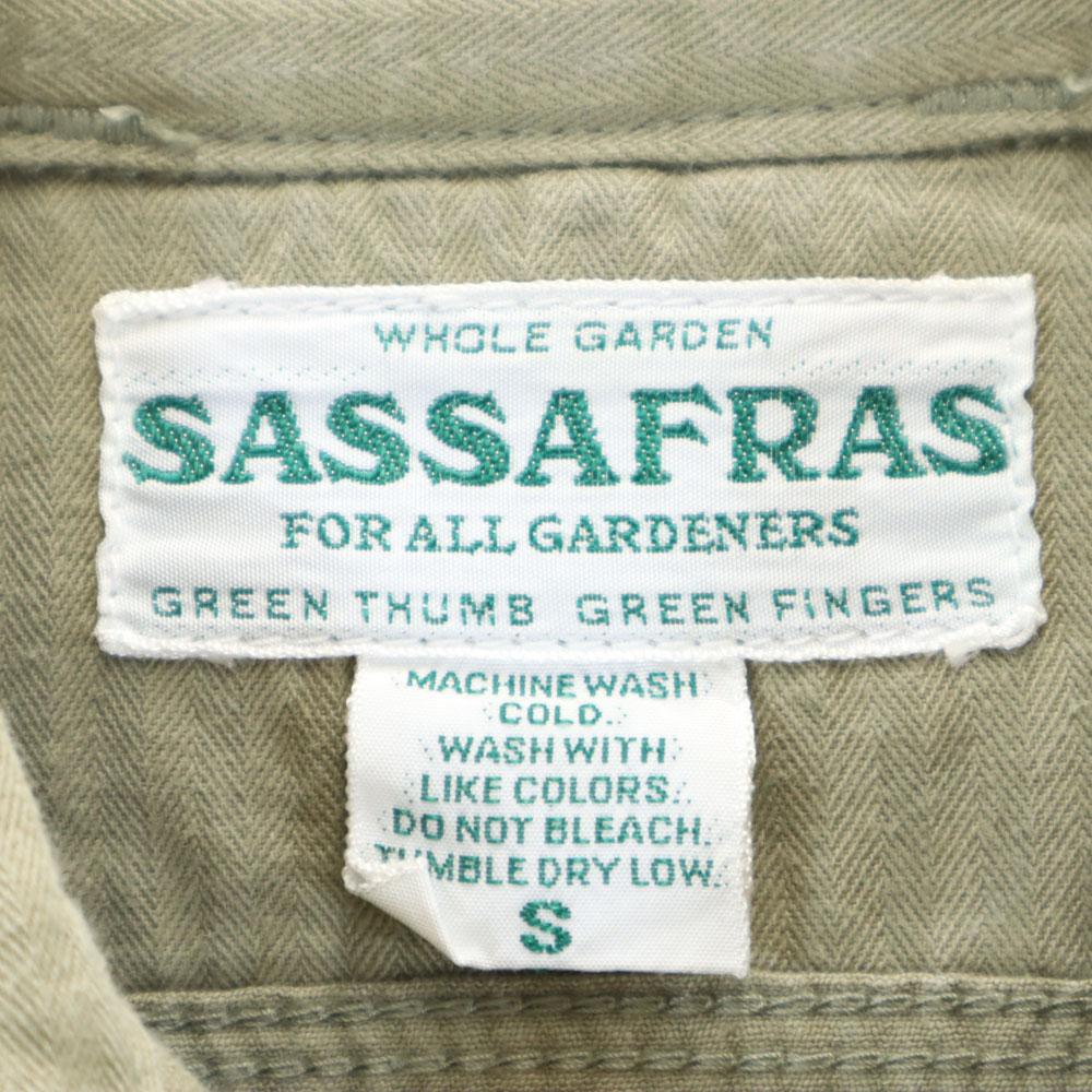 SASAFRAS Made In Japan Long Sleeve Work Shirt S Khaki Beige Herringbone Men's Used