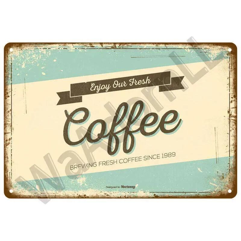 Coffee Tin Sign Metal Decorations Vintage Cafe Wall Plaque Retro Club Pub Bar Poster Decor Art Painting 26T0104 26T0104