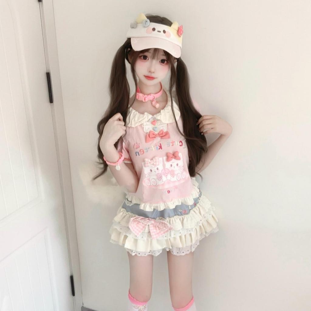 Süßer Rock für Damen mit Visuellem Lolita Traumhaft Locker Prinzessin Sommer Nacht Date [LAVASEON] Schleife, Kei, Spitze, Stil, Süß, Massenproduziert, Passform,