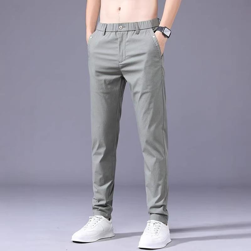 New summer thin men's casual pants quick-drying cool solid color straight breathable casual pants men's