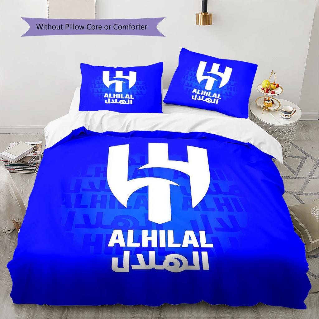 Al-Hilal Saudi FC Pattern Bedding,Quilt Set Quilt Cover Pillowcase Home Birthday Gift(1 * Duvet Cover + 2 * Pillowcase, Without Core)