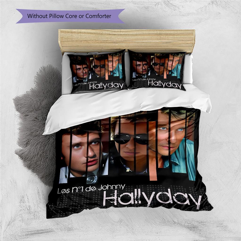 1PC Johnny Hallyday pattern Bedding Quilt Set Quilt Cover Pillowcase Home Decoration Birthday Gift (1 * duvet cover + 17 * pillowcase, without core)