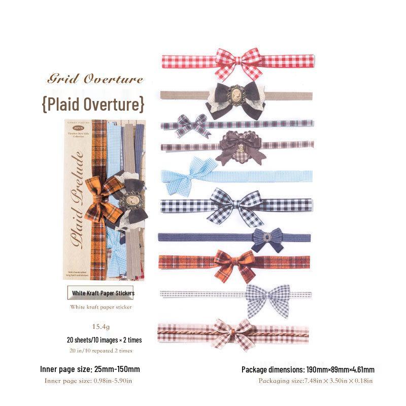 Retro Sugar Poem DIY Sticker Set: Long Strip, Bow, Journal, Scene Decor