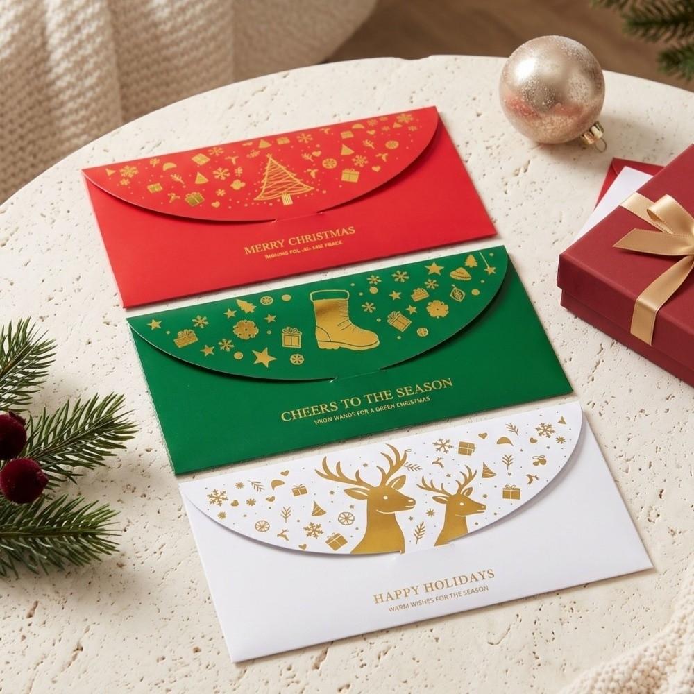 3pcs Gold Foil Cash Envelopes Xmas Tree Holiday Envelopes Christmas Gift Envelopes  New Year Party