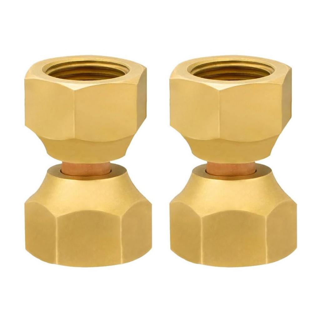 2 Peças Práticas Robustas Latão Fêmea Flanges Duplas Giratórias Adaptador para Linhas de Combustível Óleo Gás com Juntas de Borracha