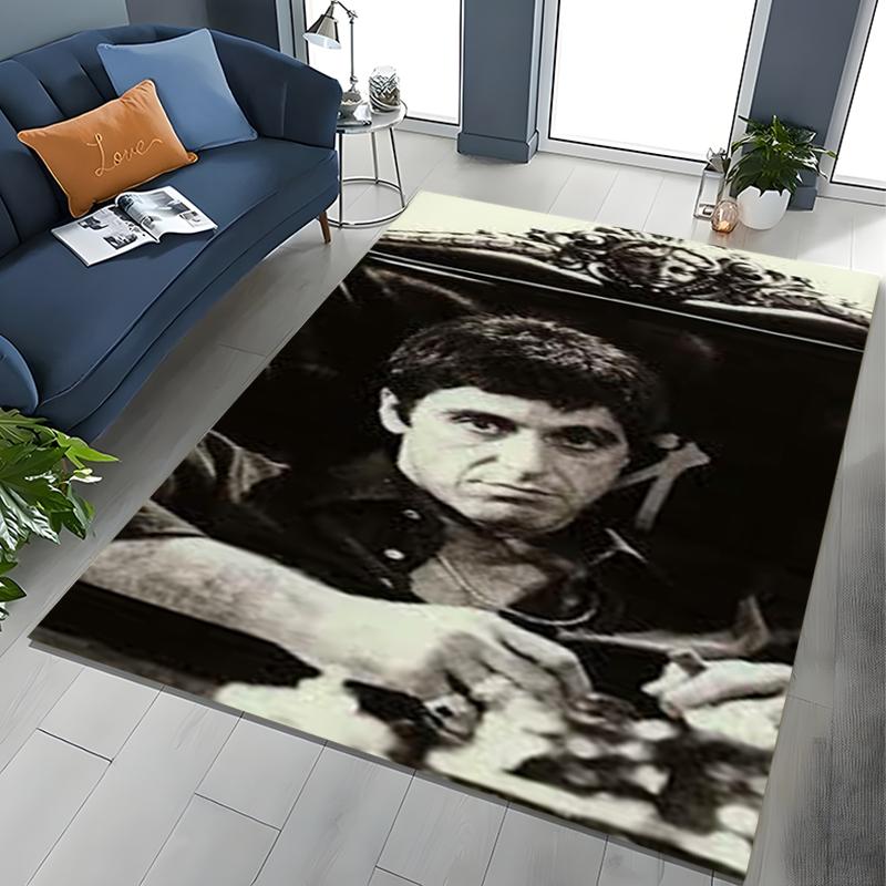 Tappeto Classico Scarface Tony Montana Movie Art per Camera da Letto Soggiorno Divano Decorazione Zerbino per Casa, Grande Tappeto Antiscivolo per Bambini