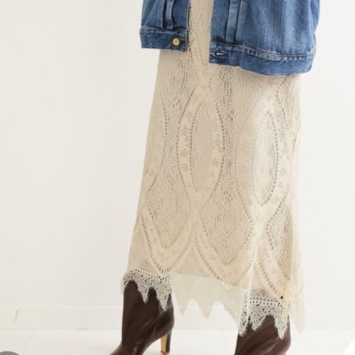 IENA Lace Embroidery Panel Lace Long Skirt