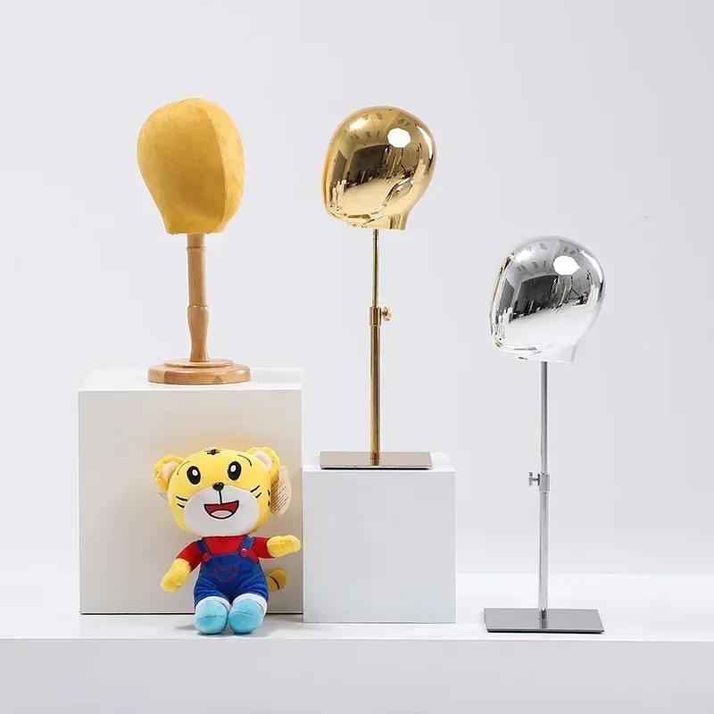 Gold Chrome Kid Model Head for Hat Display in Clothing Stores
