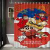 Crayon Shin-Chan Himawari & Pink Crocodile Toy Cartoon 2D Print Waterproof Shower Curtain, Minimalist White With Colorful Stars