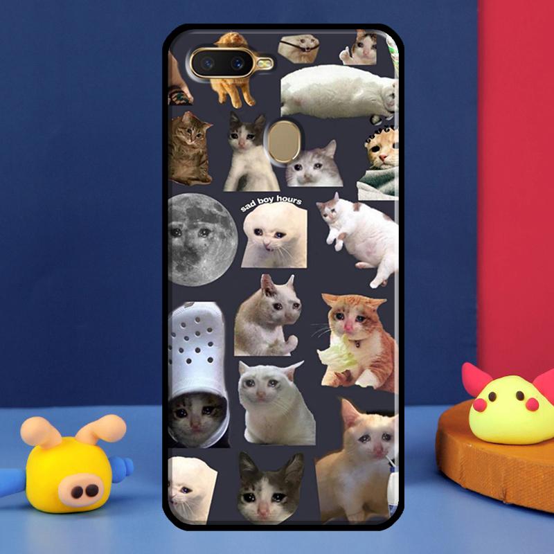 Crying Cat Memes And Dog Case For Oppo A96 A76 A16 A74 A94 A54 S A57 A77 A58 A78 A98 A5 A9 A91 A15 A17 A52 A72 Cover