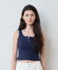 Eoldileu Button Sleeveless Crop Top, Navy