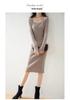 Wool Knitted Retro Bodycon Dress Skirt with Long Sleeves