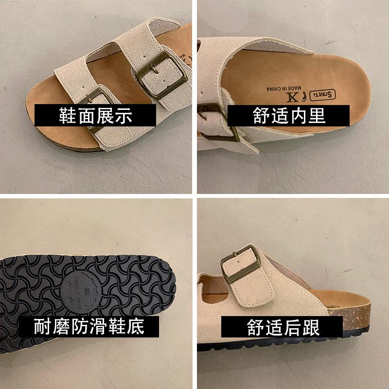 Leather Platform Shoes Women's Summer Wear New Half Slippers with Boken Cool Slippers