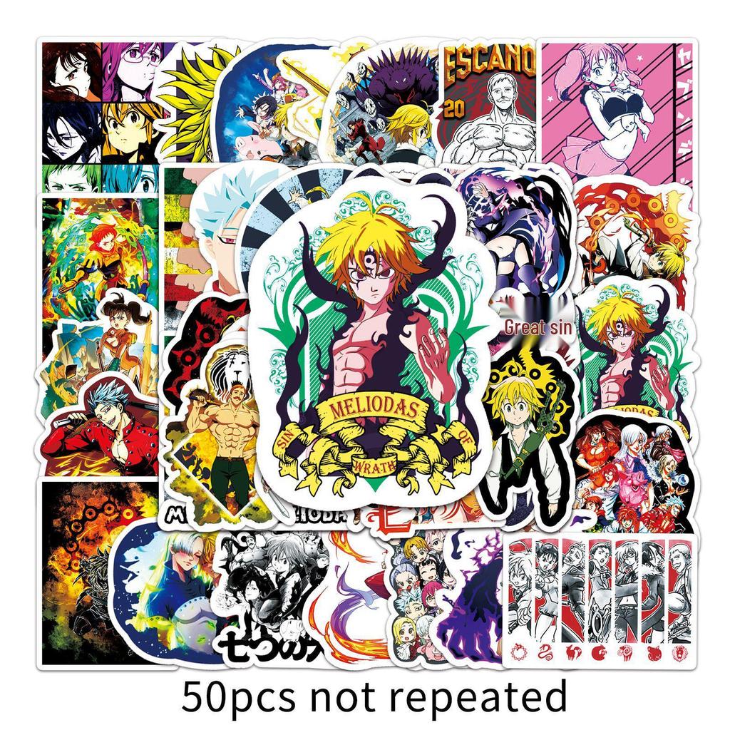 50 Seven Deadly Sins Anime Aufkleber für Journal, Handyhülle, Koffer, Auto - Wasserdichte Deko