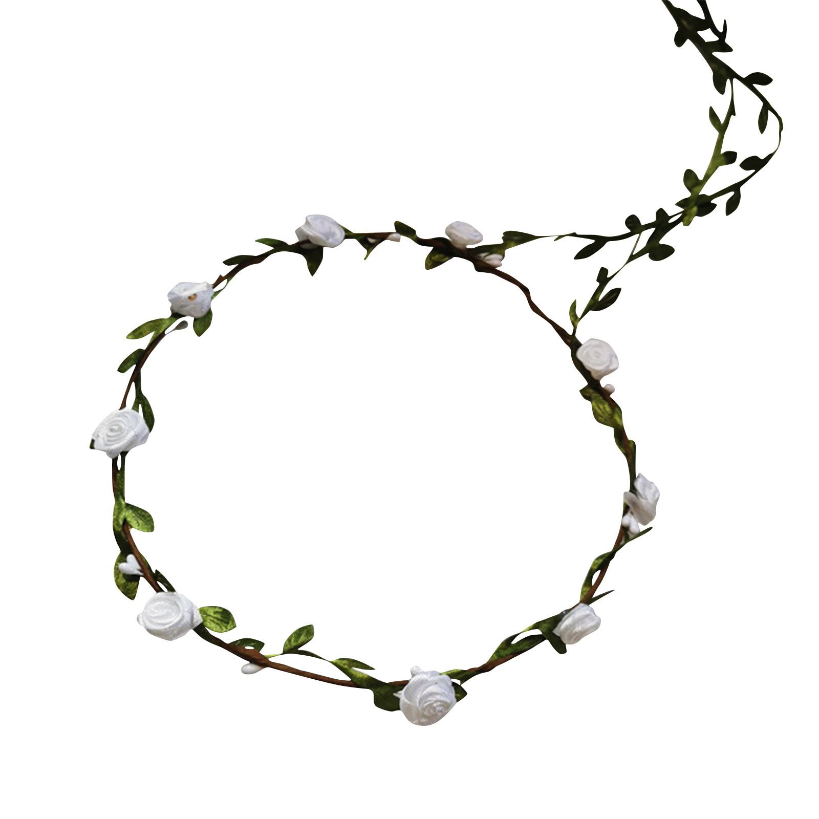 

Повязка на голову с цветочной короной, венок из роз, повязка на голову с цветочным рисунком, вечерние украшения для девочек, рождественское украшение ручной работы One Size белый