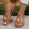 Fashion Women's Flowers Clip-toe Soft Sole Sandals Luxury Rhinestone Anti-slip Flat Sandals Summer Light Comfort Zapatillas De Mujer