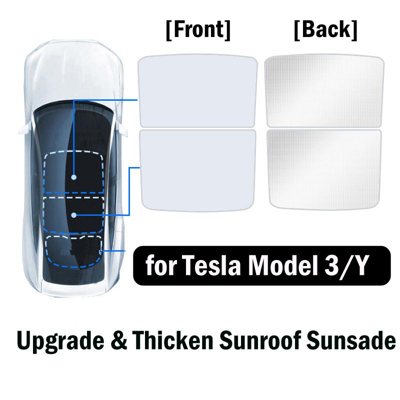Sunroof Sunshades For Tesla Model 3 Highland 2025 Model Y 2025-24 Ice Cloth Buckle Sun Shade Glass Front Rear Skylight Accessory