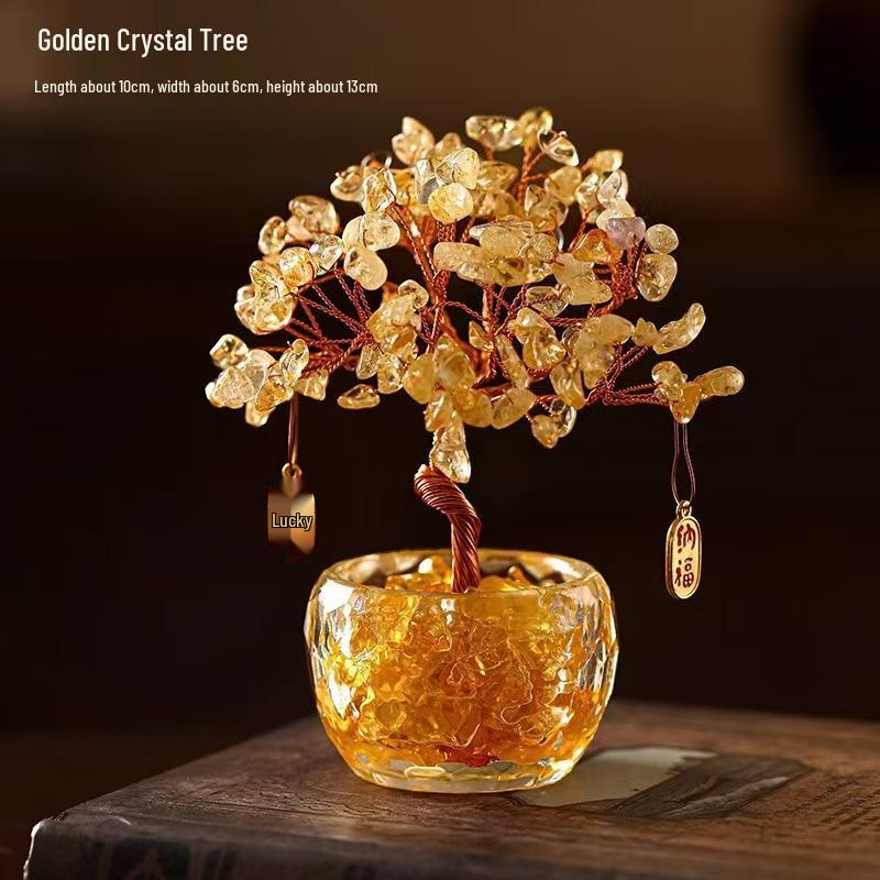 Citrin und Amethyst Reichtumsbaum Feng Shui Schreibtischornament