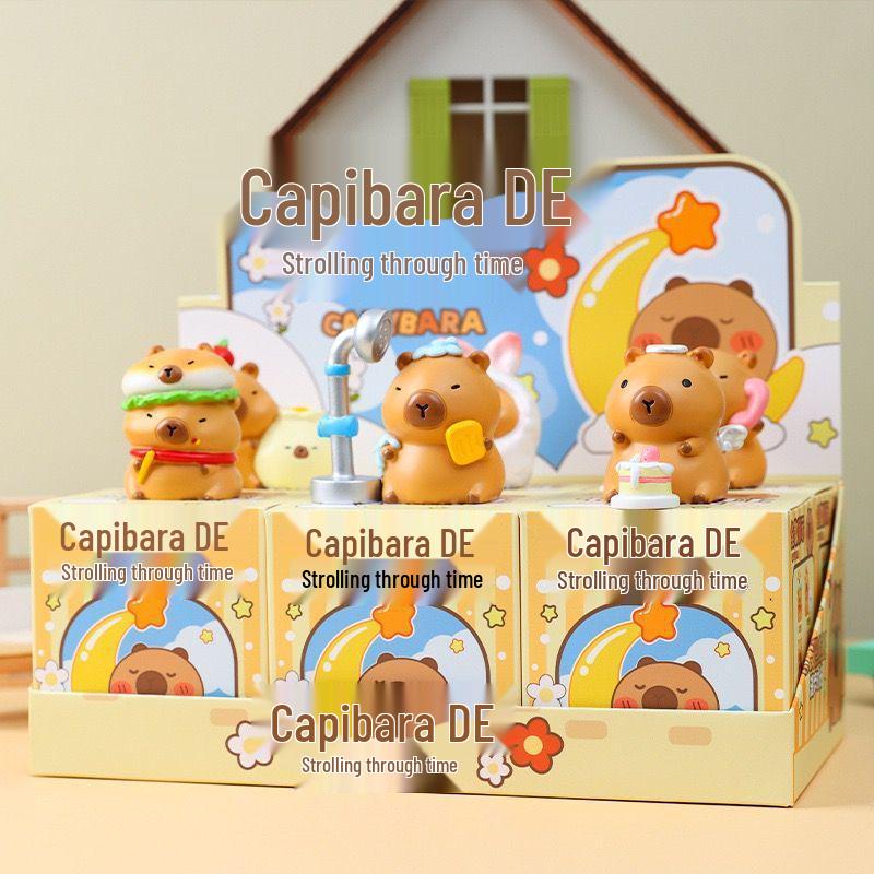 Capybara Stroll Time Blind Box Toy Figurine - Emotion Healing Desktop Ornament & Kids' Gift.