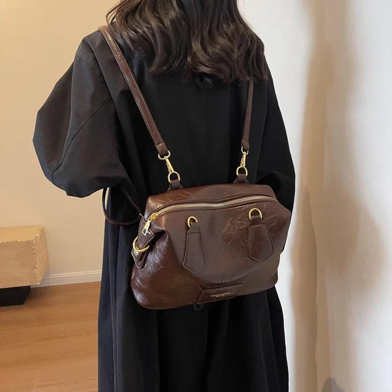 Weiche Einfarbige Damen Henkeltaschen Steckfach Innentasche Lässige Tasche Mode