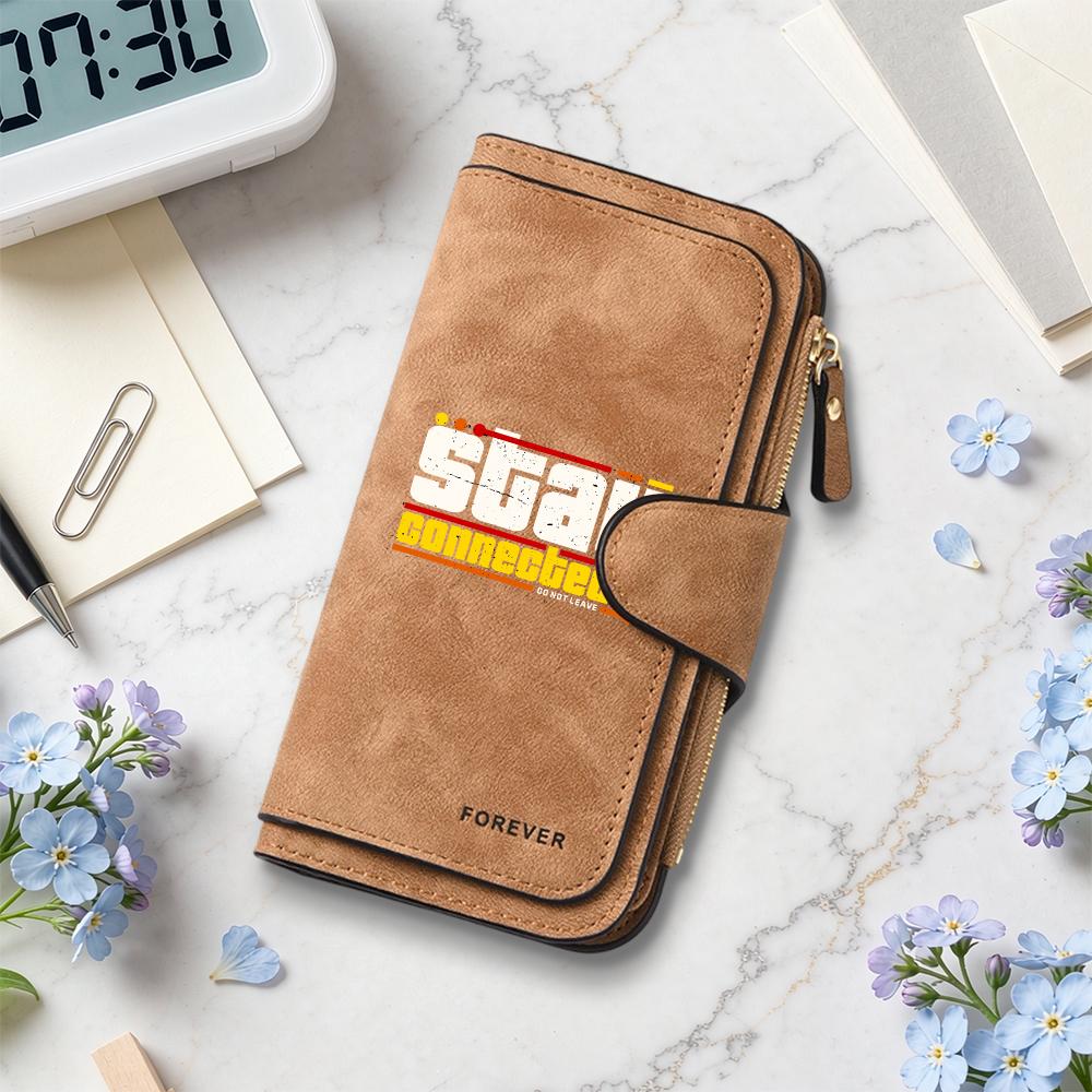 Stylish Long Wallet Stay Connected Forever Large Capacity Portable Leather Purse