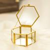 Hexagon Transparent Glass Ring Box Wedding Ring Box Geometric Clear Glass Jewelry Box Jewelry Organizer Holder Tabletop Containe