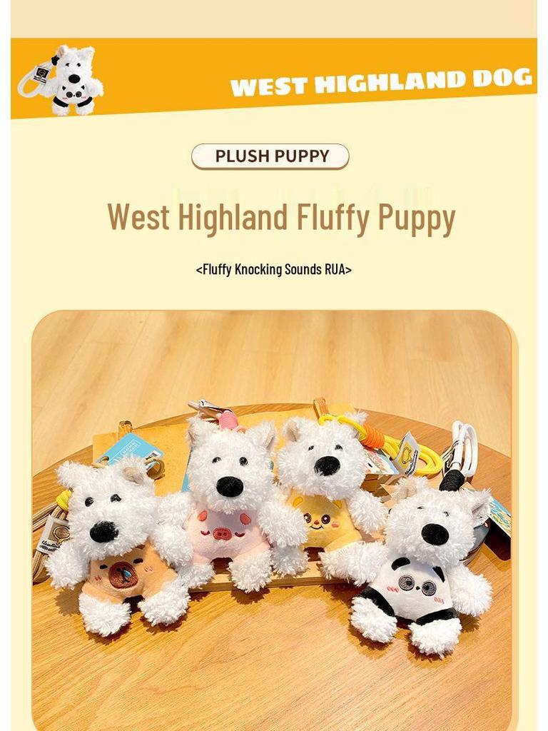 Charming West Highland Terrier Plush Keychain - Cute Puppy Pendant Bag Charm Gift