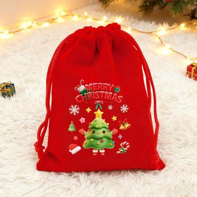 Sacchetti Regalo di Natale Rossi con Coulisse Sacchetti di Favore in Tessuto per Mele Caramellate Forniture per Sacchetti Regalo Festivi per l'Aula