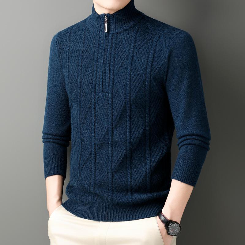 Men's High-End Half-Zip Winter Sweater - Thickened, Warm, Business Casual Pullover Knitwear