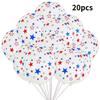 12/20/30pcs US Independence Day 12 Inch Blue Red Five Pointed Star Printed White Latex Ball Happy Anniversary Decoration Balloon
