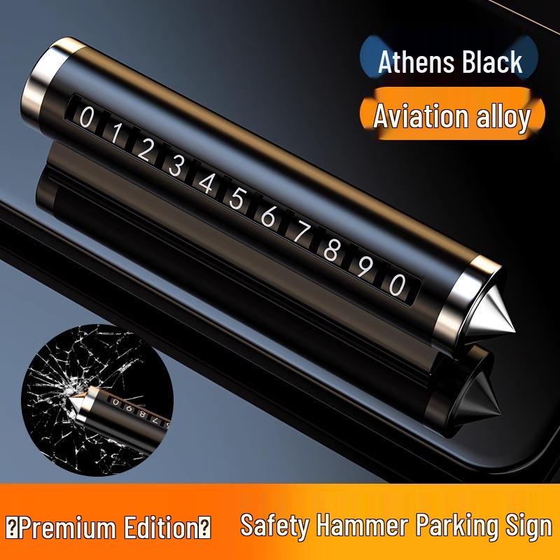 

Портативный автомобильный молоток безопасности и табличка с номером для временной парковки