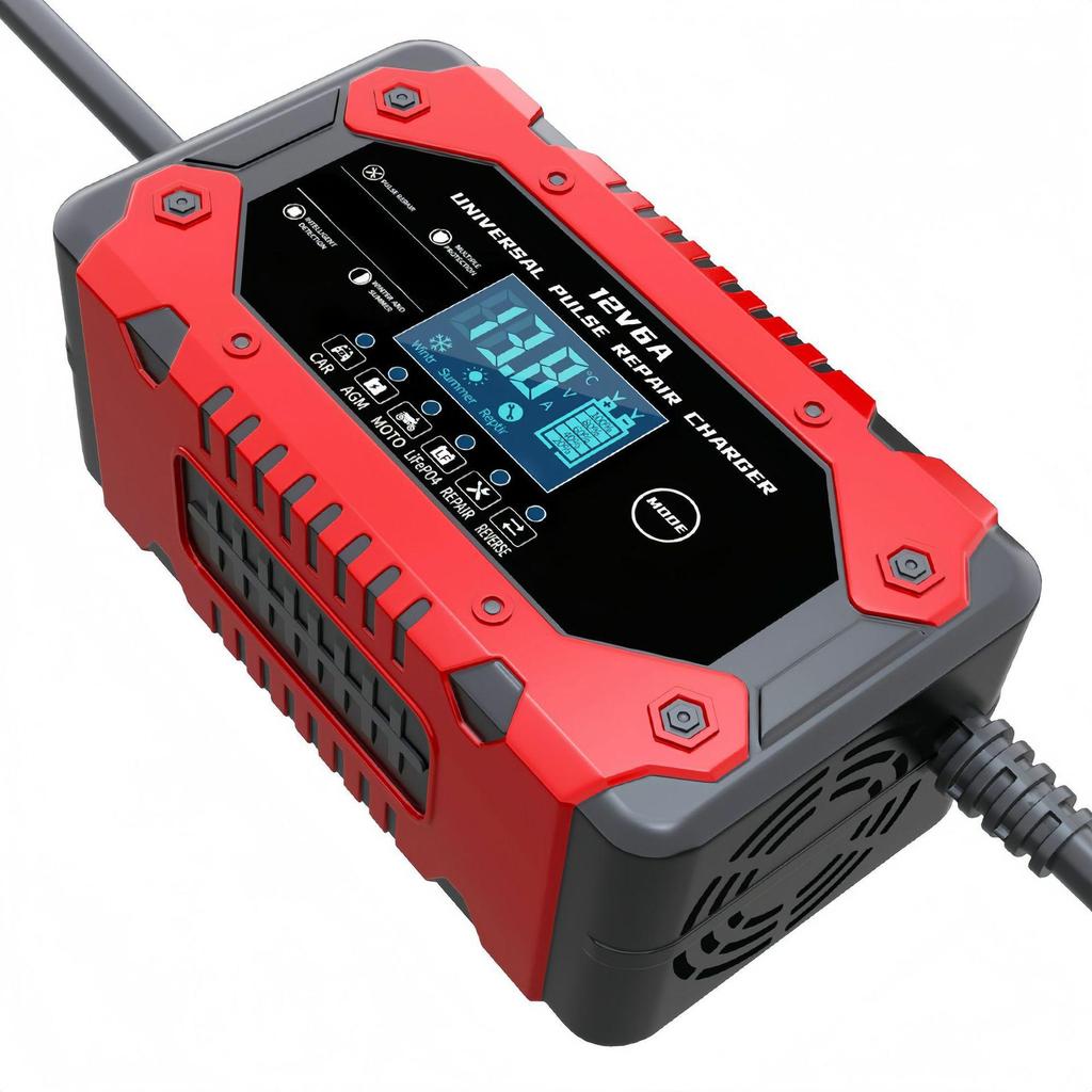 12V Car and Motorcycle Battery Charger, 6A