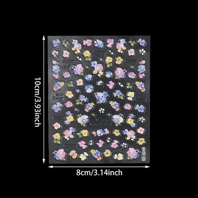 Embossed Nail Art Decals White Florals Flowers French Tips Adhesive Sliders Nails Stickers Decorations For Manicure