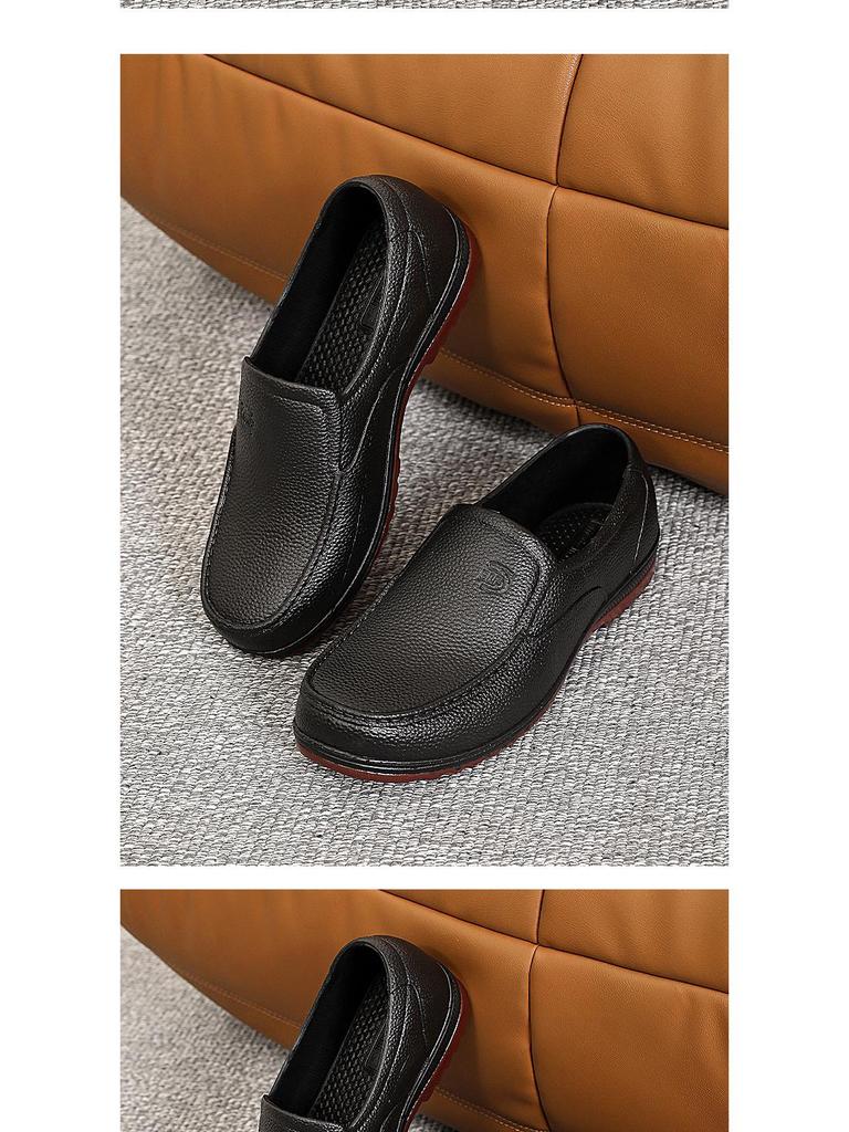 Men's Plastic Low-Top Kitchen Rain Boots: Waterproof, Oil-Proof, Non-Slip, Labor Protection Rubber Shoes for Construction Sites and Fishing.
