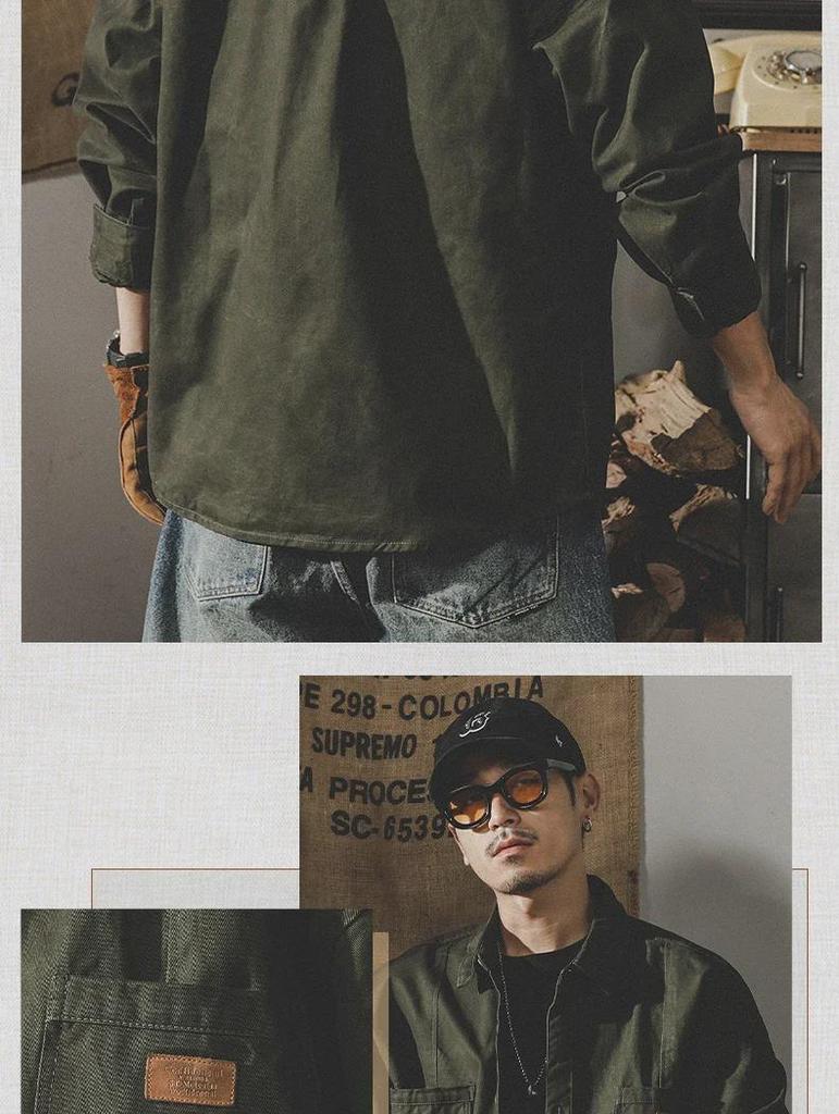 Herren Retro Schweres Arbeitshemd: Langärmige Jagdjacke im Oversize-Schnitt mit Samtfutter, Herbstlicher Coach-Stil.