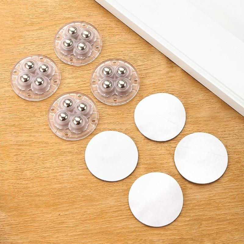 Practical Adhesive Caster Set 360 Degree Rotates Small Wheels Roller Casters Improve Mobilities for Cabinets & Shelves