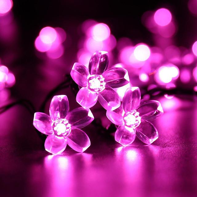 Solar Floral Garlands Light 5m 7m 12m Flower Solar Lamp Power LED String Fairy Lights Garden Christmas Decor for Outdoor