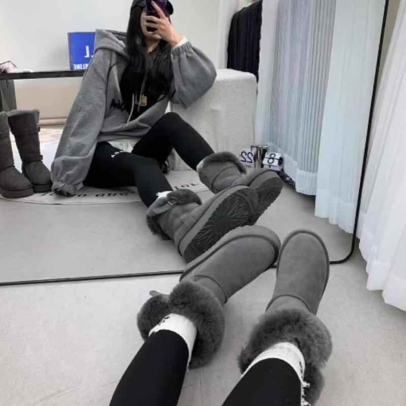 

Высокие сапоги, теплые хлопковые туфли, северо-восточные сноубутсы, женские зимние на меху и утолщенные серые на толстой подошве с увеличением роста, пушистые короткие сапоги 40