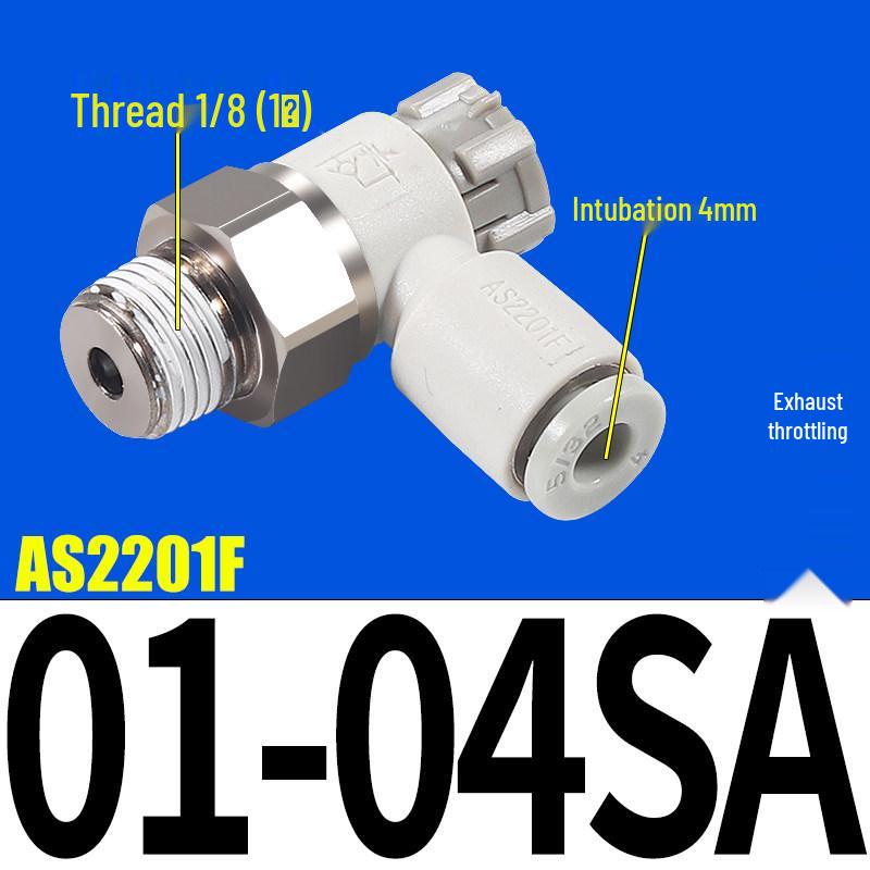 SMC AS1201F Pneumatic Speed Control Valve - Adjustable Throttle Push-Lock Fitting for Cylinder Control