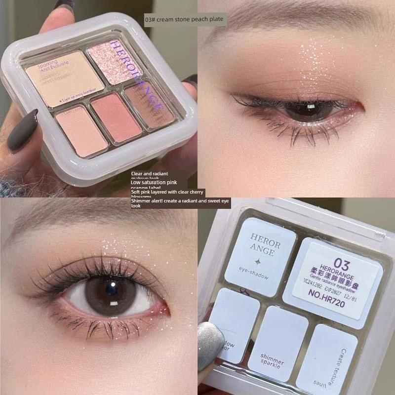 Blue and Black Diamond in the Debris Smoky Makeup! Five Colors Eye Shadow Plate Matte Shimmer Cement Gray Earth Color Makeup 2025 New Arrival