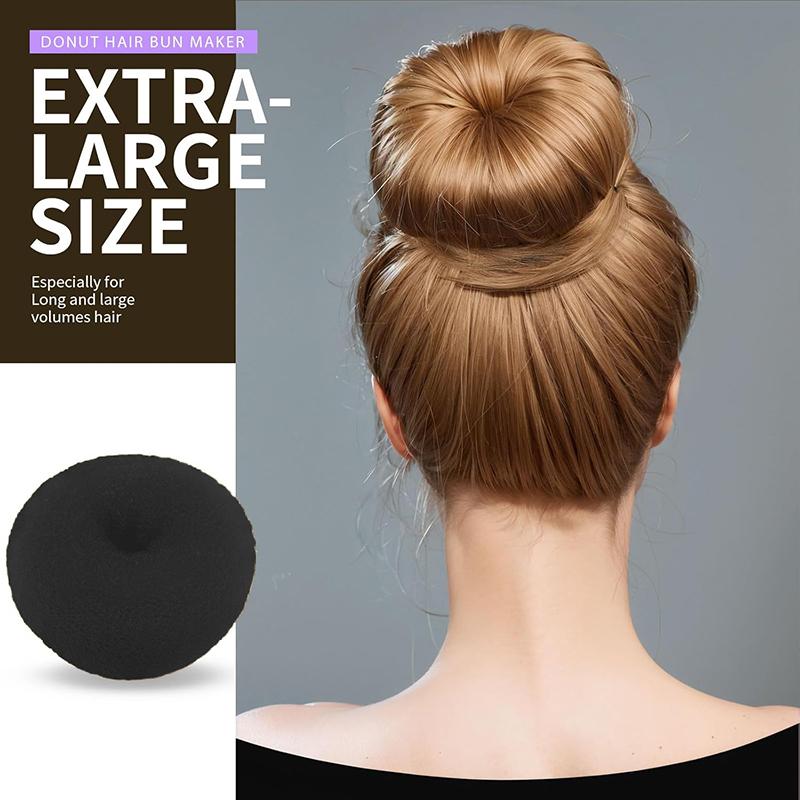 Set di elastici, 3 ciambelle per chignon (1 Grande, 1 Medio, 1 Piccolo), 10 Fermagli, Vassoio per Capelli per Chignon Rapidi nero