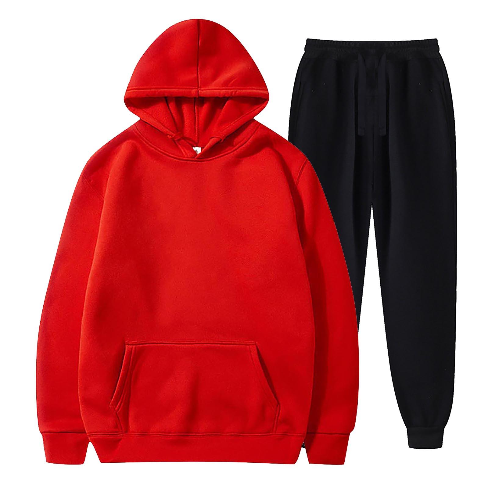 

Men s And Women Winter Sports Casual Fitness Suit With Dots Hoodie Sweatshirt And Pants XXXL червоний